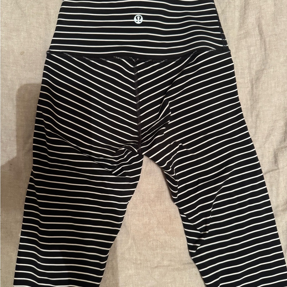 Lululemon Black and White Striped Leggings
